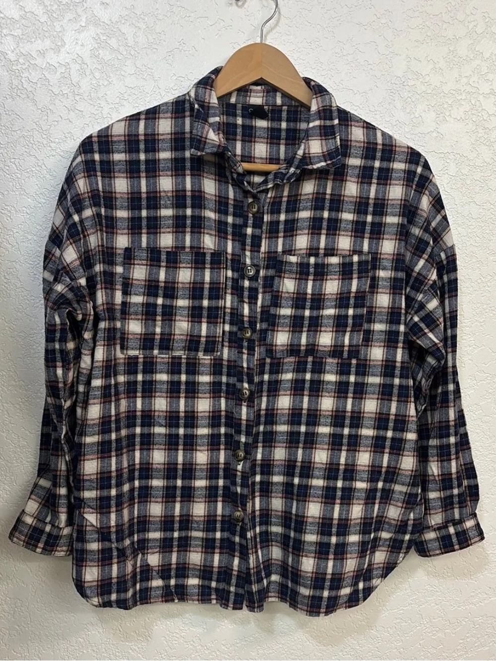 Windsor Fashions Junior • Plaid Flannel 100% Cotton Dark Blue, Cream, & Burgundy